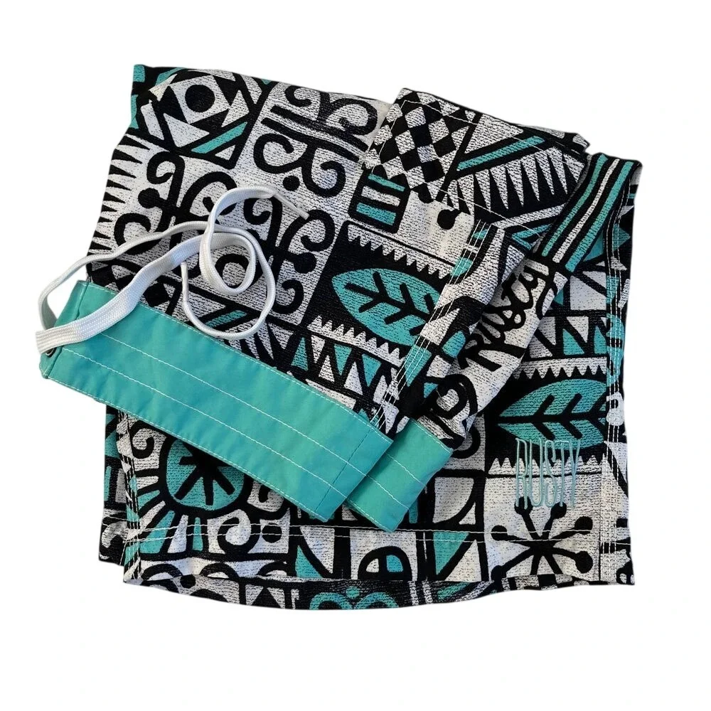 Rusty Mens Teal Recycled Material Board Shorts, Rusty‎ Mens Swimwear, Rusty 151